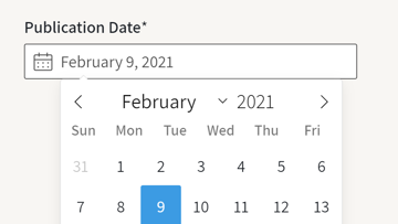 Partial screenshot of Redakt date picker