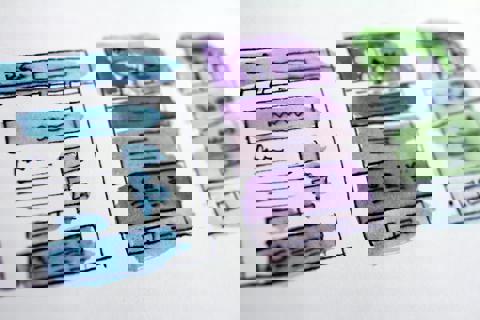 Watercolor drawing of mockup screens