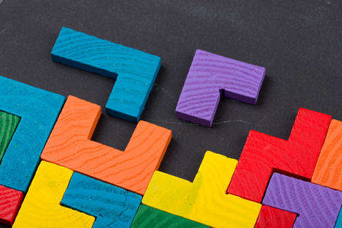 Wooden tetris blocks